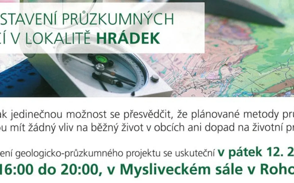 V Rohozné zítra proběhne představení průzkumů spojených s hlubinným úložištěm