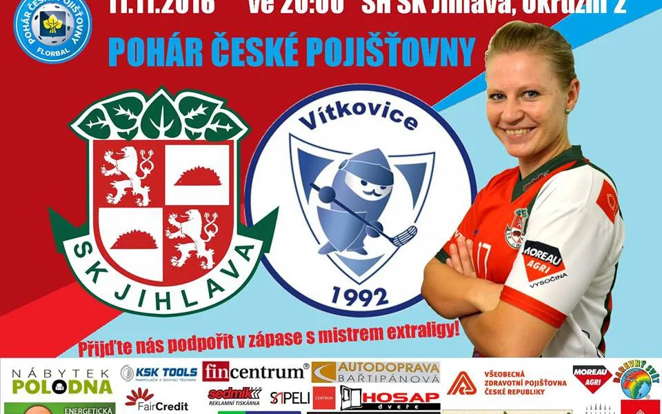 Florbalistky SK Jihlava v pátek nastoupí proti mistrovským Vítkovicím ve čtvrtfinále domácího poháru