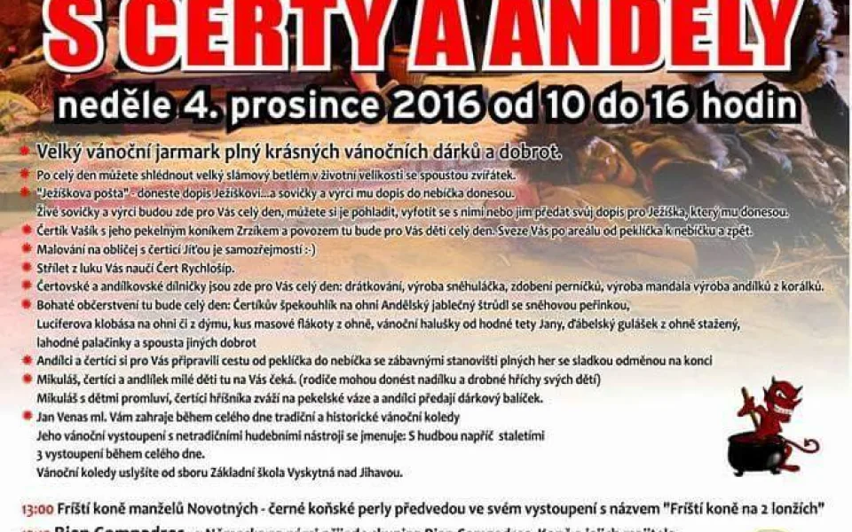 SOUTĚŽ: Vyhrajte vstupenky na Neděli s čerty a anděly v Zámecké stáji Plandry