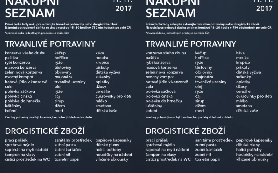 Lidé v Jihlavě se mohou zapojit do Národní potravinové sbírky. Vítána je také drogerie