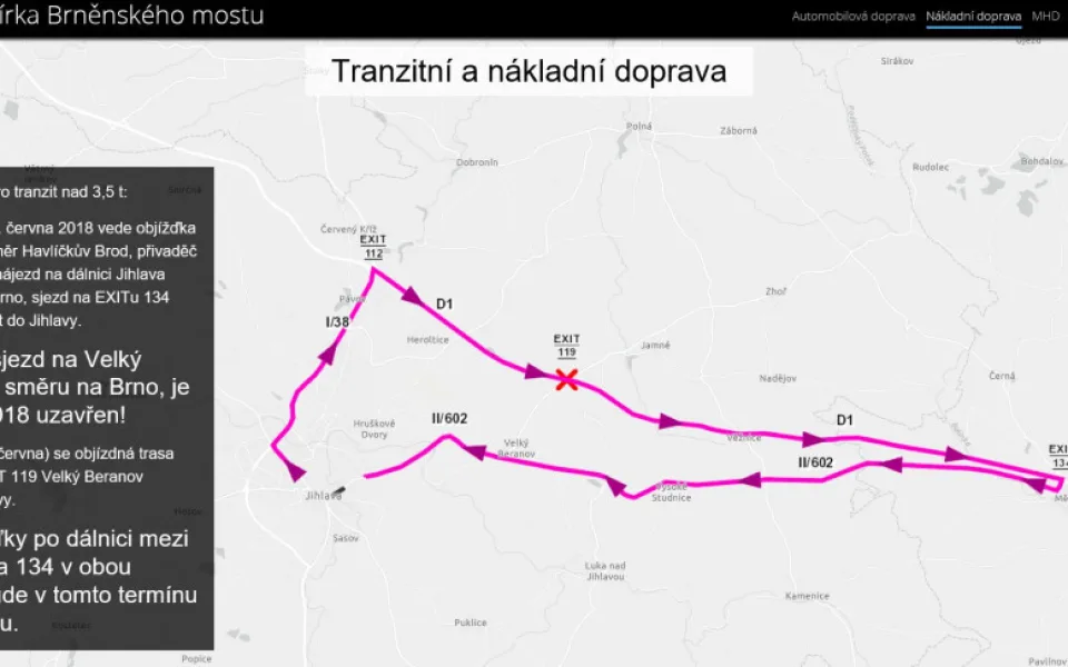 Jihlavská radnice spustila aplikaci. Provede objížďkami a trasami MHD během opravy Brňáku