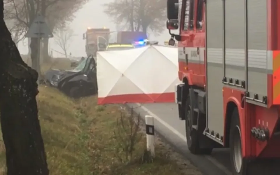 Tragická nehoda u Větrného Jeníkova: Řidič nepřežil náraz do stromu. Silnice je uzavřena