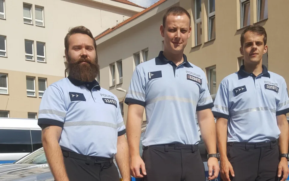 Trojice oceněných policistů, zleva – Dominik Leško, Miloslav Hladík a Pavel Vlček.