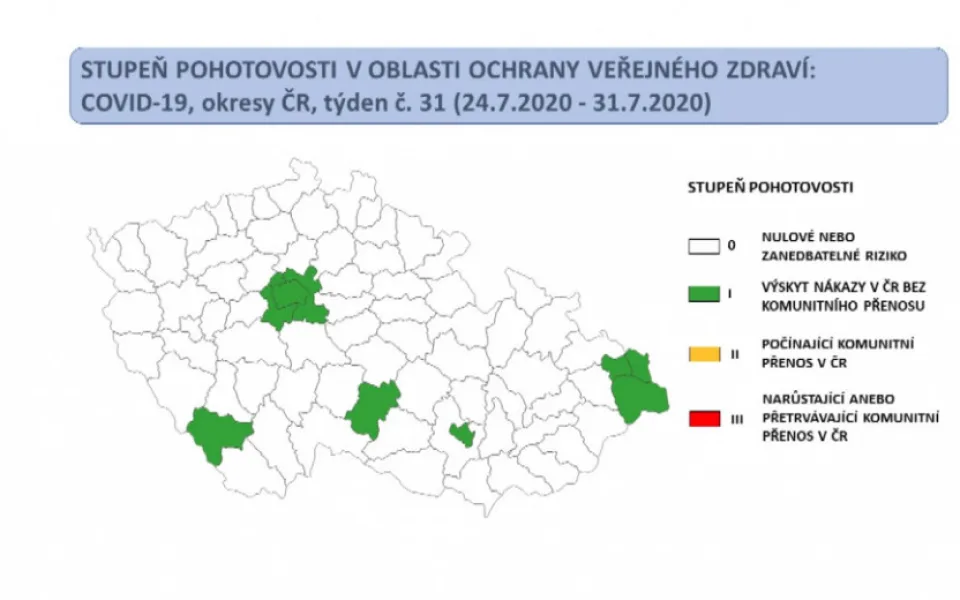 První mapa zveřejněná ministerstvem zdravotnictví 