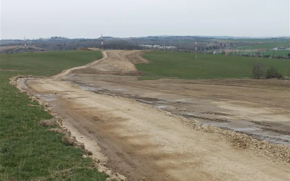 Aktuální stav prací na JV obchvatu Jihlavy, foto z konce března 2023