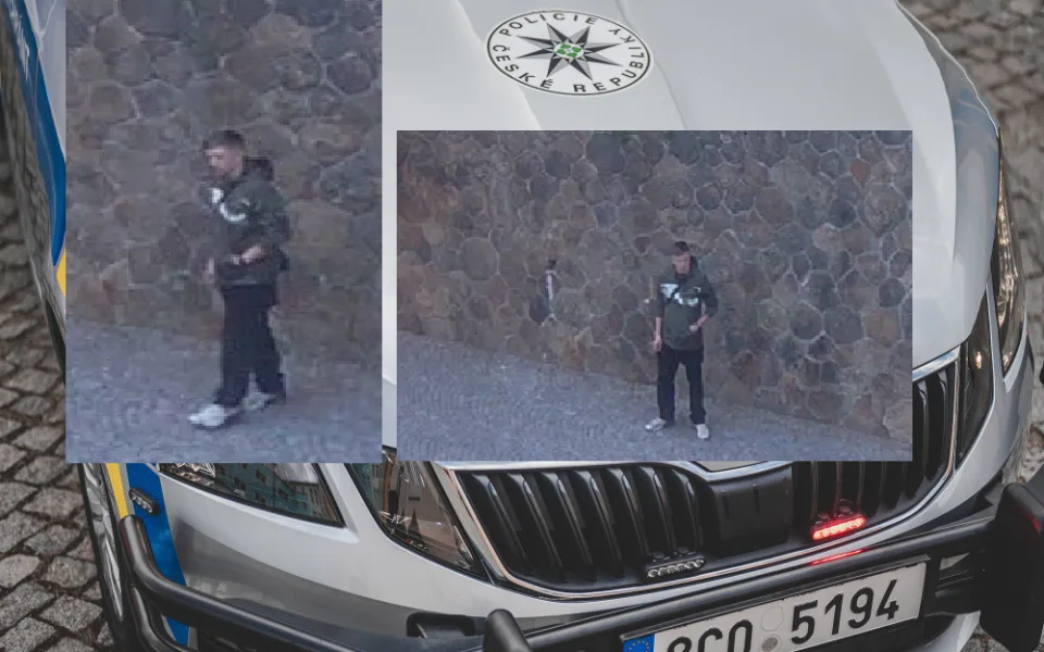 Vandal posprejoval kamennou zeď v Havlíčkově Brodě. Nevíte, kdo je muž na fotkách?