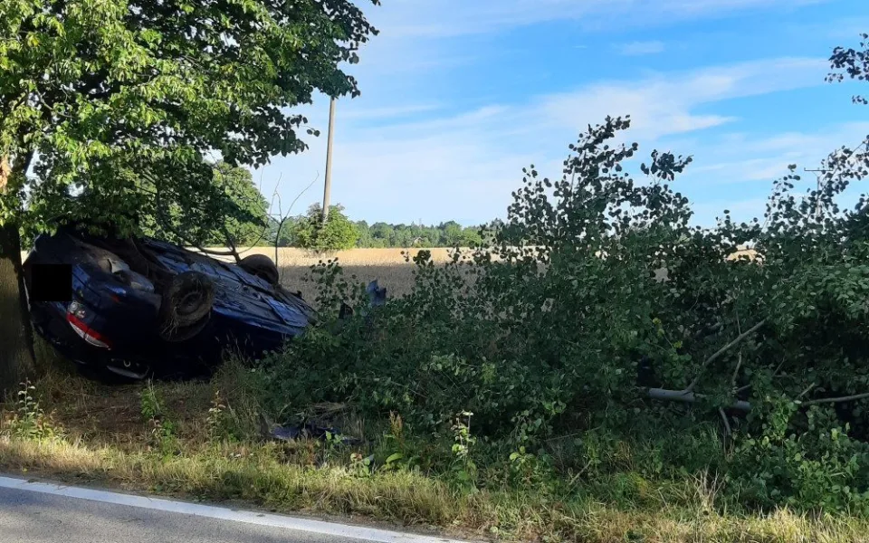 Řidič se chtěl vyhnout zvěři, při manévru naboural do stromu a auto otočil na bok.