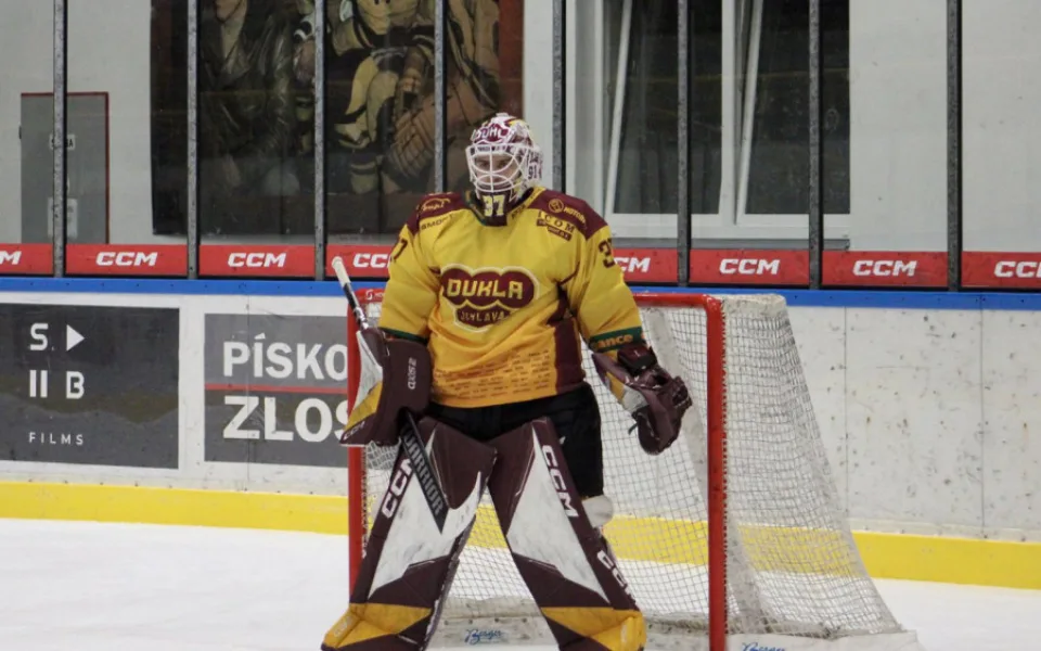 Filip Maláč vychytal čisté konto premiérově. Foto: poskytla HC Dukla Jihlava