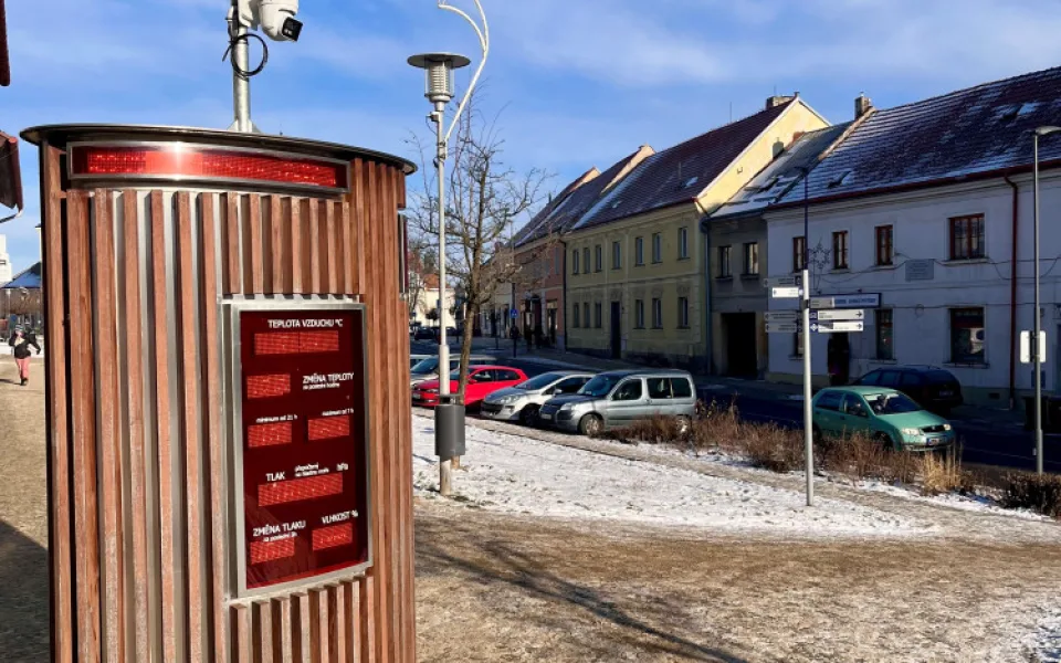 Kamera je také na meteosloupku v centru Třeště. Foto: poskytl Vladislav Hynk
