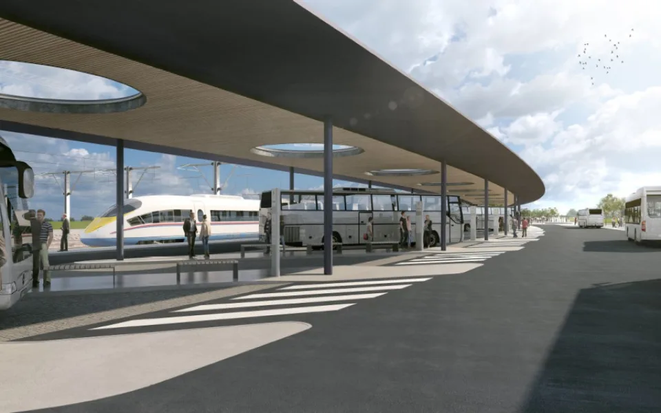 Vizualizace Centrálního dopravního terminálu v Jihlavě. Zdroj: se souhlasem Správy železnic