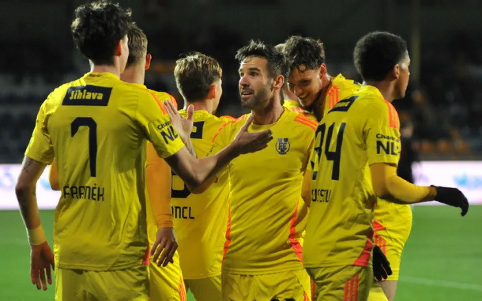 Radost hráčů po první brance. Foto: Se svolením FC Vysočina