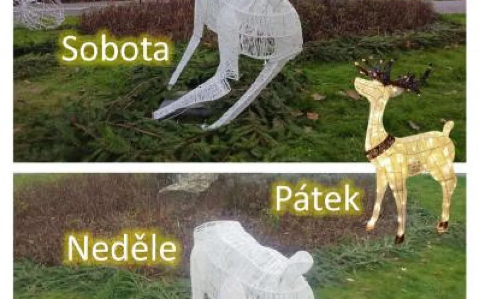 Adventní vandalismus. Někdo zničil jelena v Ledči nad Sázavou, teď se zkoumají kamerové záznamy