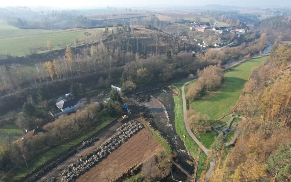 Rekonstrukce jezu v Lukách nad Jihlavou umožní přirozený pohyb ryb. Foto: Se svolením Povodí Moravy