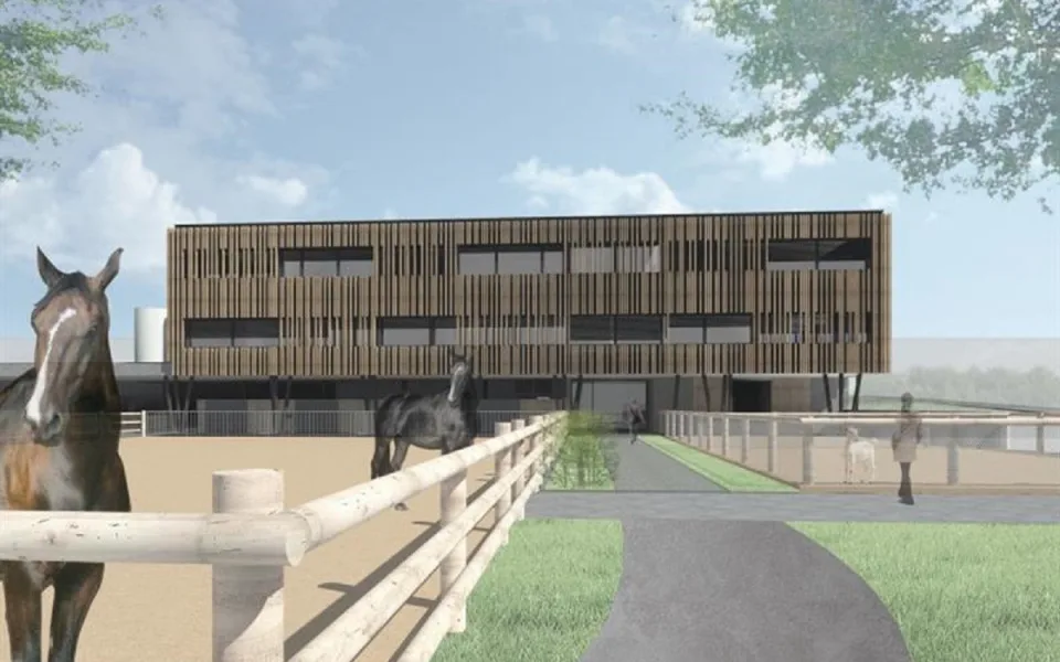 Budoucí zemědělci a veterináři budou mít v Třebíči nový pavilon praktické výuky. Vizualizace: Se souhlasem Kraje Vysočina