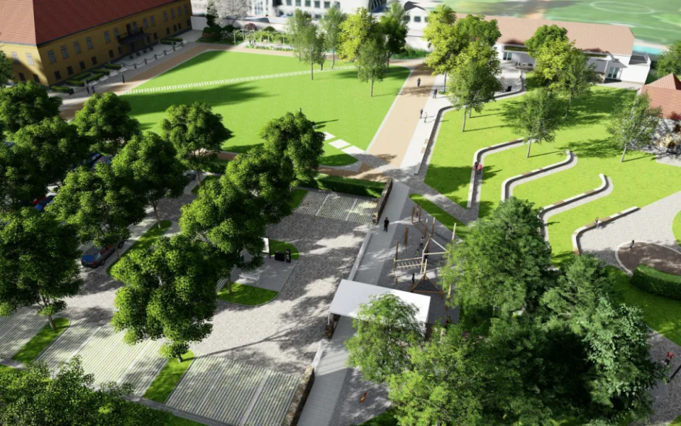 Vizualizace nového parku. Vizualizace: Se svolením města Telč