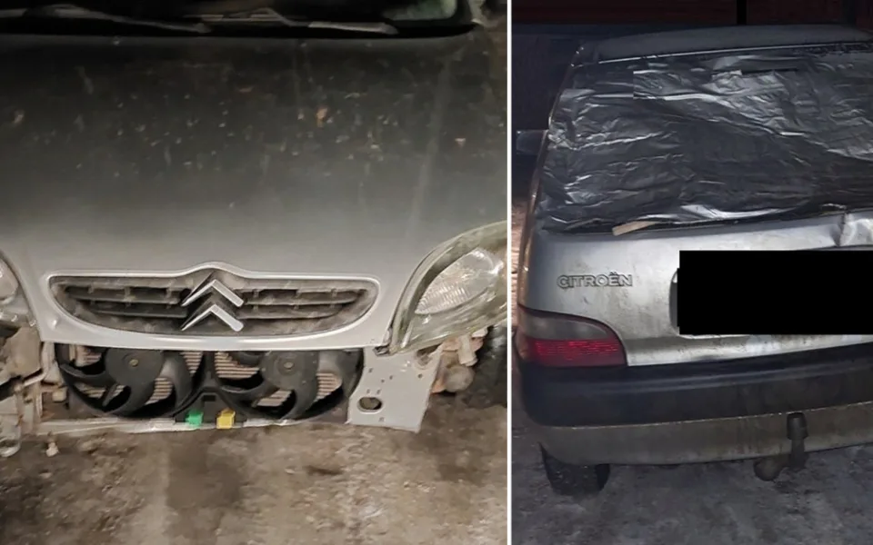 Vůz v katastrofálním stavu vezl v Třešti mladíky a nezletilou dívku, všichni pili. Foto: Se svolením Policie ČR