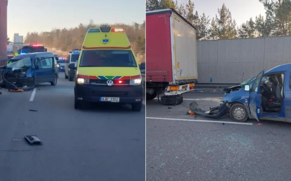 Provoz na dálnici D1 ve směru na Brno dnes komplikovala nehoda. Foto: Se svolením Policie ČR