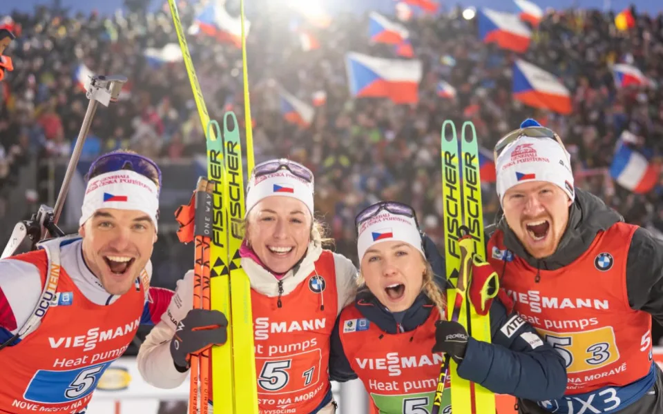 Jislová, Voborníková, Hornig a Krčmář získali bronz v mixu na SP v Novém Městě. Foto: Se svolením Českého biatlonu