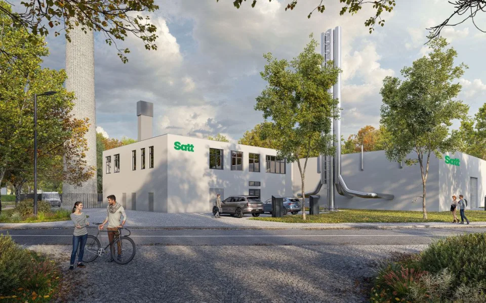 Jihlavský odpad zamíří do Žďáru. Nová teplárna ho bude spalovat od roku 2030. Vizualizace: Se svolením Satt