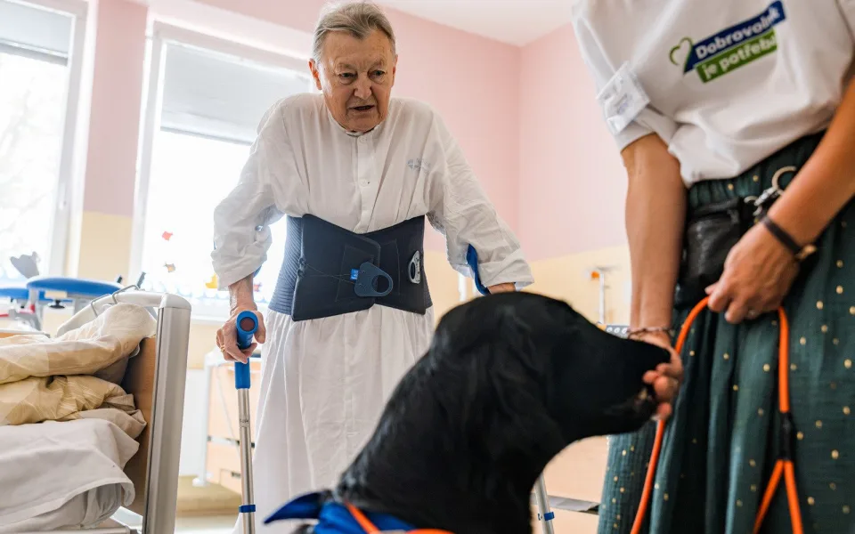 Pacienty pelhřimovské nemocnice navštívila fenka Skye
