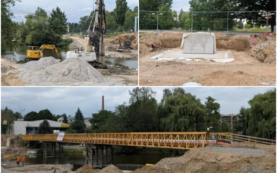Stavba mostu v Brodě pokračuje. Na místě se otočí až 200 plně naložených míchaček